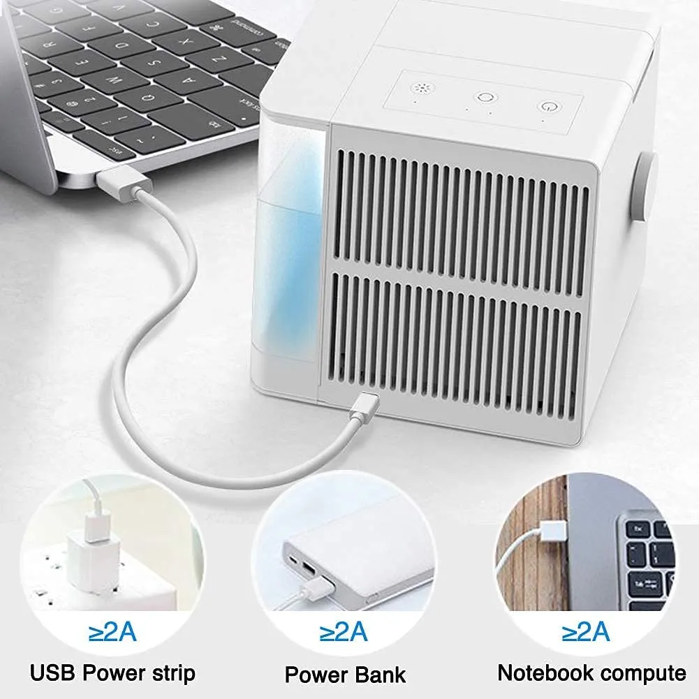 3 In 1 Portable Air Conditioners, Evaporative Air Cooler With USB Charging, Powerful, Quiet, Lightweight Mini Air Conditioner Portable For Room, Bedroom, Office, Kitchen