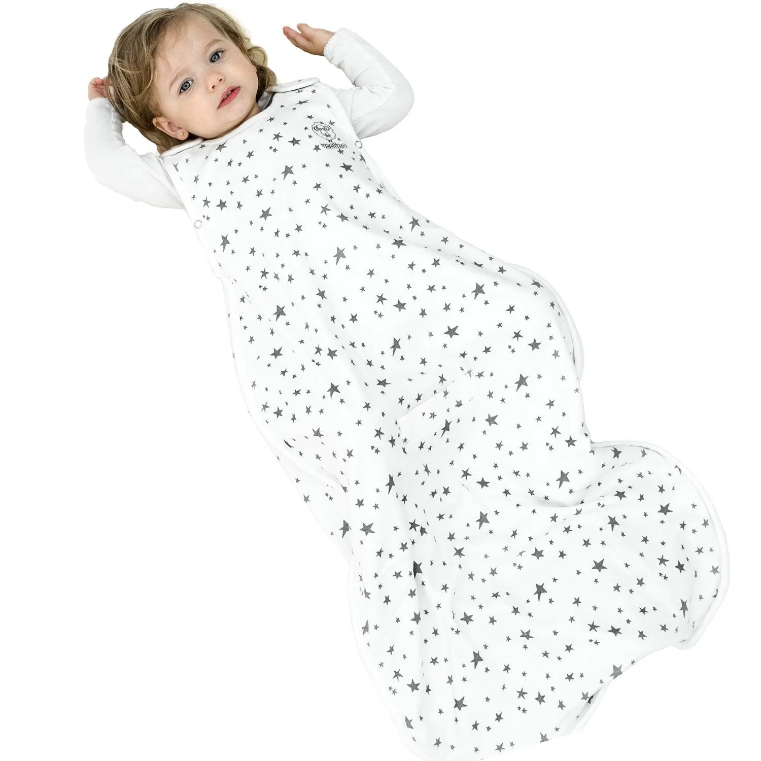 4 Season Ultimate Baby Sleep Bag, Merino Wool & Organic Cotton, 2 Months - 2 Years, Star White