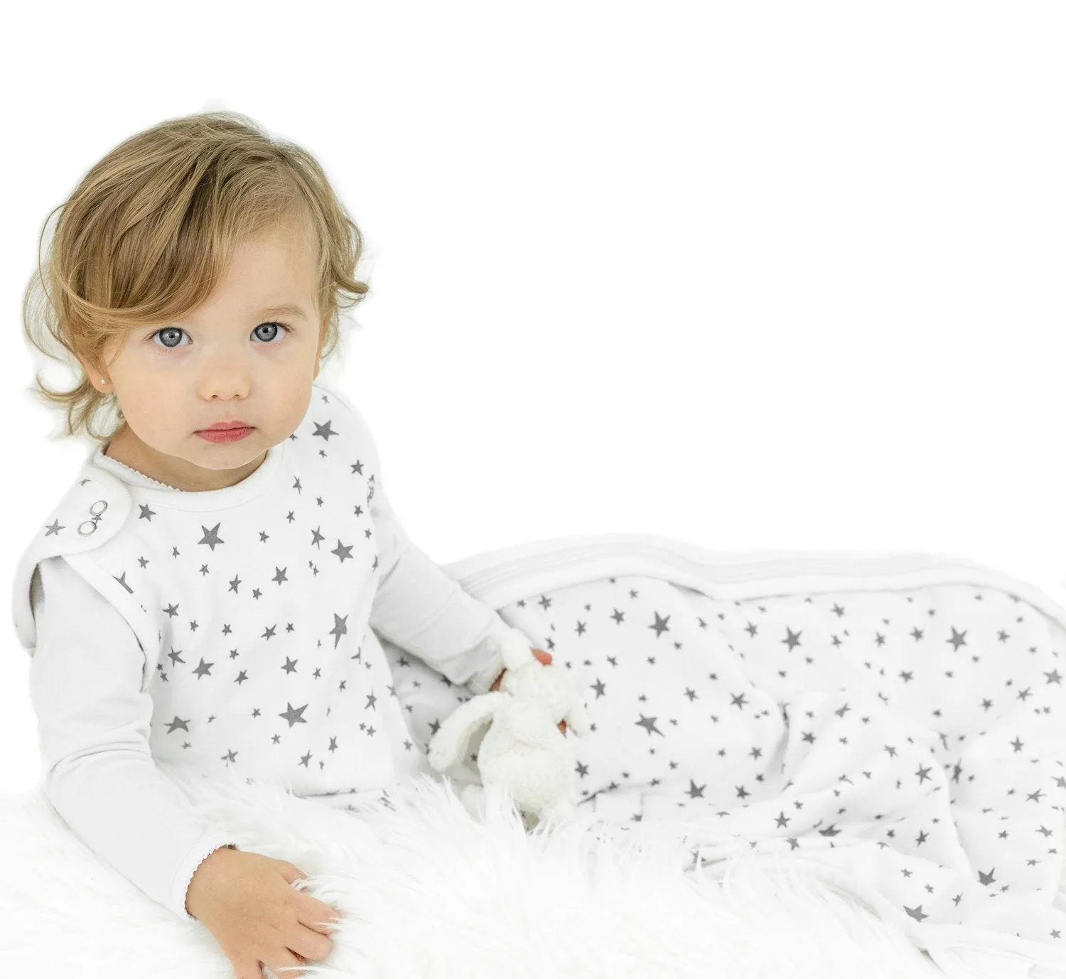 4 Season Ultimate Baby Sleep Bag, Merino Wool & Organic Cotton, 2 Months - 2 Years, Star White