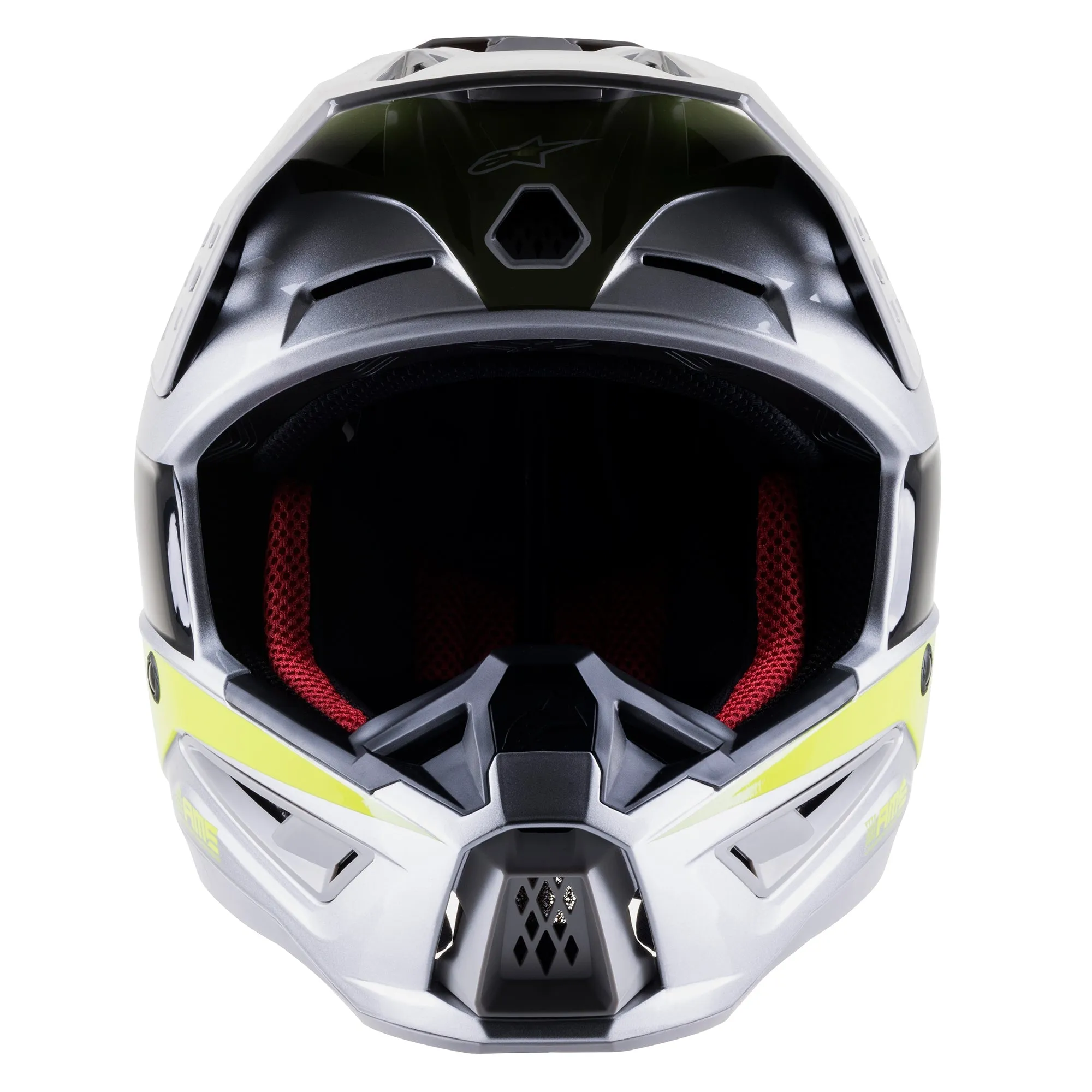 Alpinestars Helmet SM5 Supertech Bond Silver Yellow Flo Green Gloss Helmet