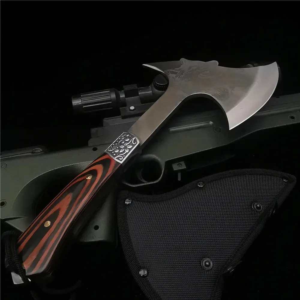 Axe Outdoor Survival Battle Axe – Multi-Use Hunting Knife, Bone Chopper, Tomahawk Hatchet, and Fire Hand Tool (330MM)