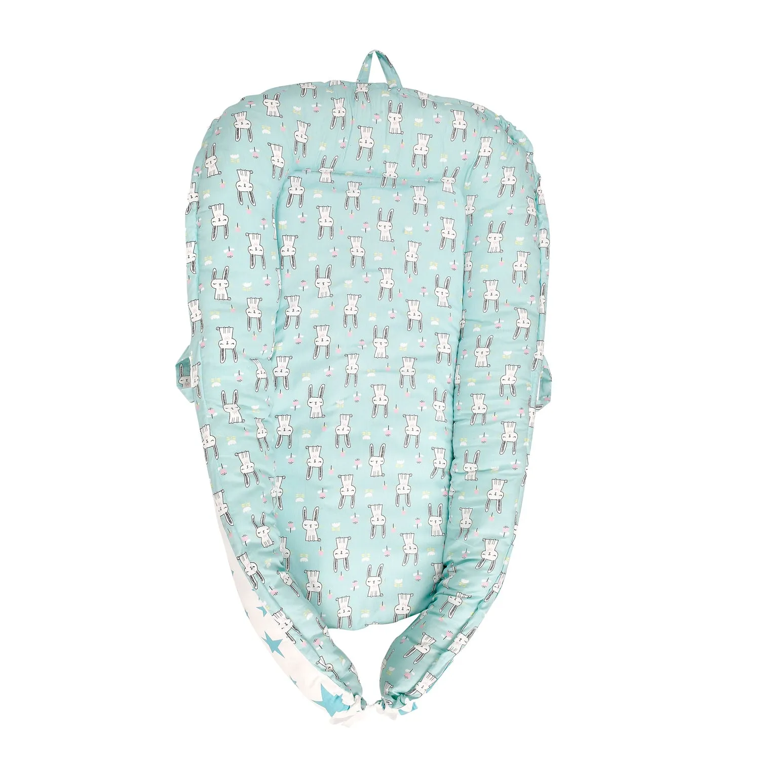 Baby Bed Cum Carry Nest Star And Rabbit Blue