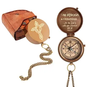 Be Strong and Courageous Engraved Compass