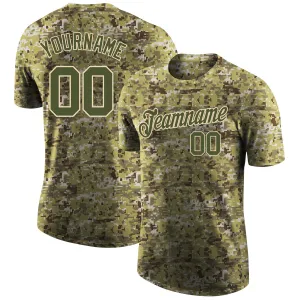 Custom Camo Olive-Cream Performance Salute To Service T-Shirt