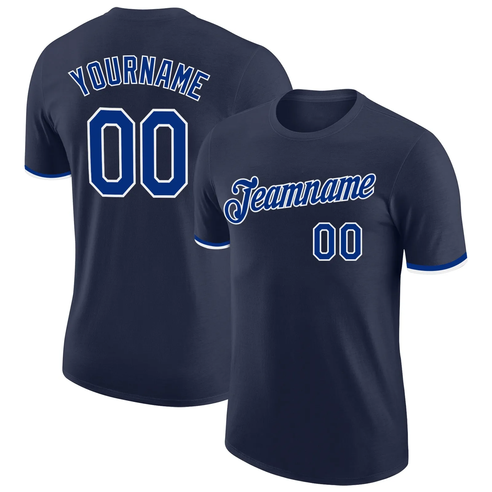 Custom Navy Royal-White Performance T-Shirt