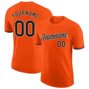 Custom Orange Black-White Performance T-Shirt