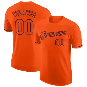 Custom Orange Orange-Navy Performance T-Shirt