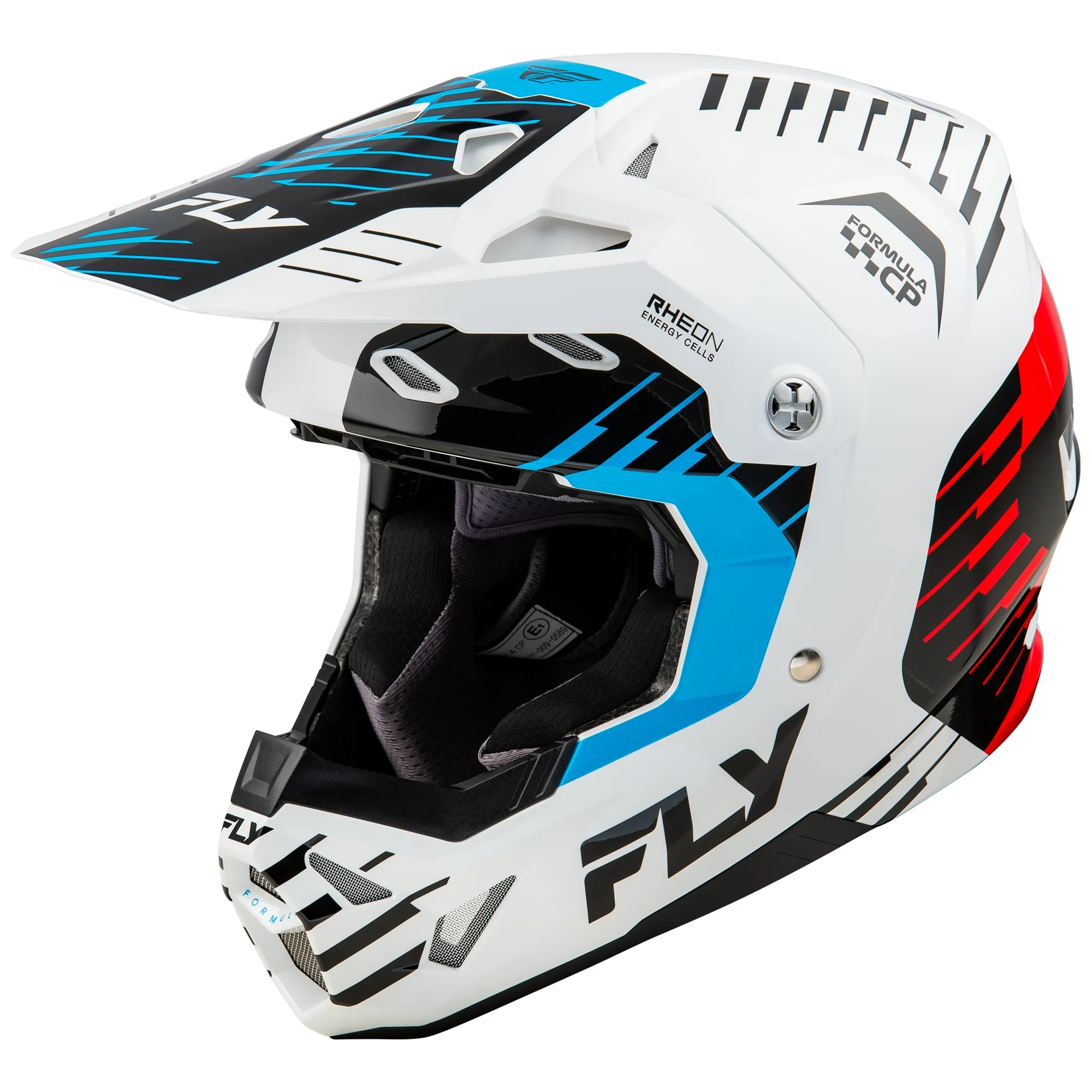 Fly Racing 2025 Formula CP Slice Helmet White Red Cyan