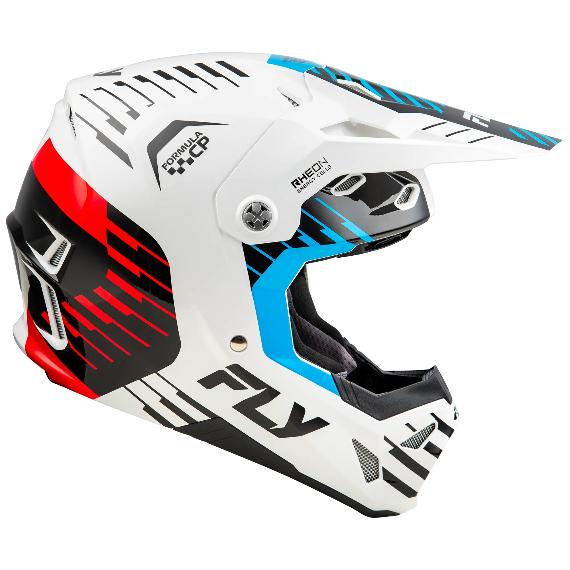 Fly Racing 2025 Formula CP Slice Helmet White Red Cyan