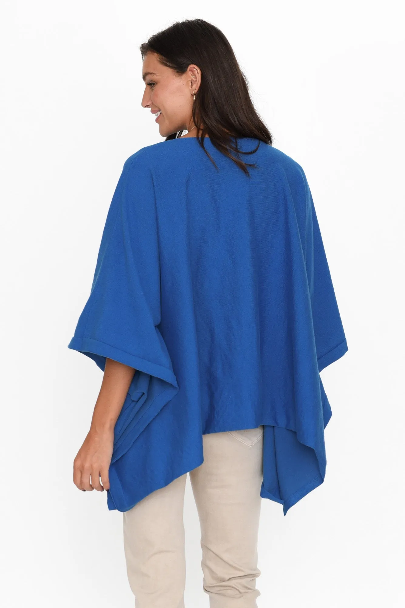 Kendi Cobalt Cotton Blend Poncho