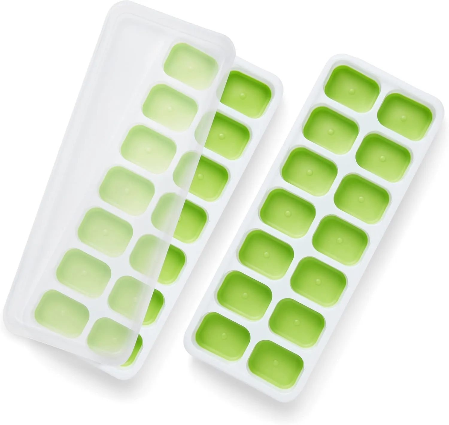 KEPLIN 4-Pack Silicone Ice Cube Trays with Non-Spill Lids | LFGB Certified, BPA-Free, Flexible Moulds for Easy Ice Removal | Perfect for Baby Food, Cocktails, and Drinks