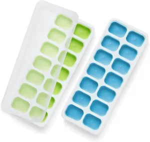 KEPLIN 4-Pack Silicone Ice Cube Trays with Non-Spill Lids | LFGB Certified, BPA-Free, Flexible Moulds for Easy Ice Removal | Perfect for Baby Food, Cocktails, and Drinks