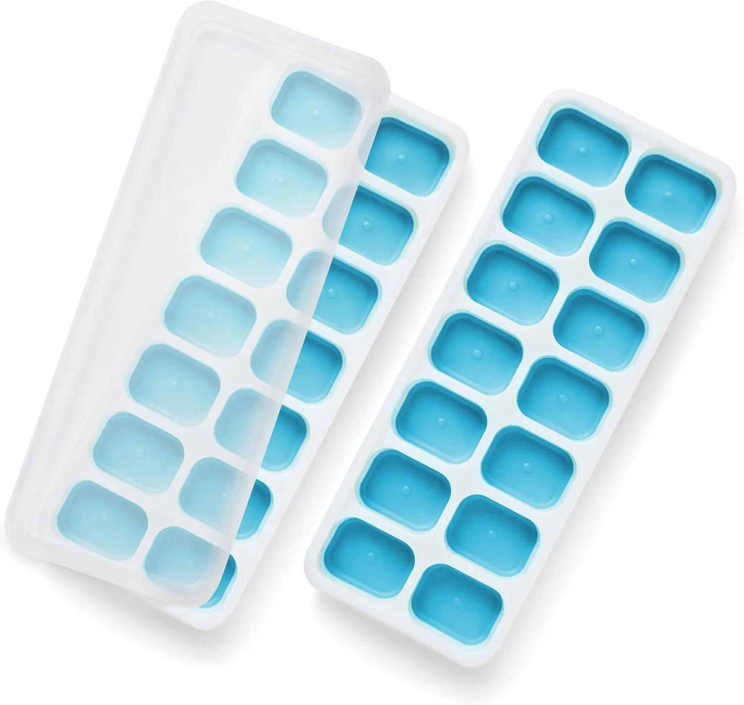 KEPLIN 4-Pack Silicone Ice Cube Trays with Non-Spill Lids | LFGB Certified, BPA-Free, Flexible Moulds for Easy Ice Removal | Perfect for Baby Food, Cocktails, and Drinks