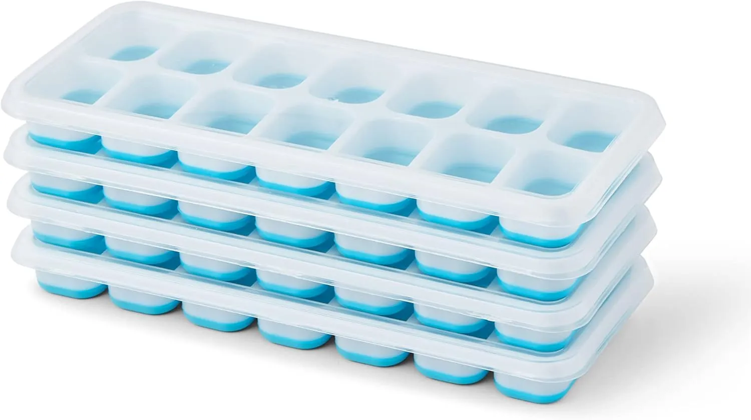 KEPLIN 4-Pack Silicone Ice Cube Trays with Non-Spill Lids | LFGB Certified, BPA-Free, Flexible Moulds for Easy Ice Removal | Perfect for Baby Food, Cocktails, and Drinks