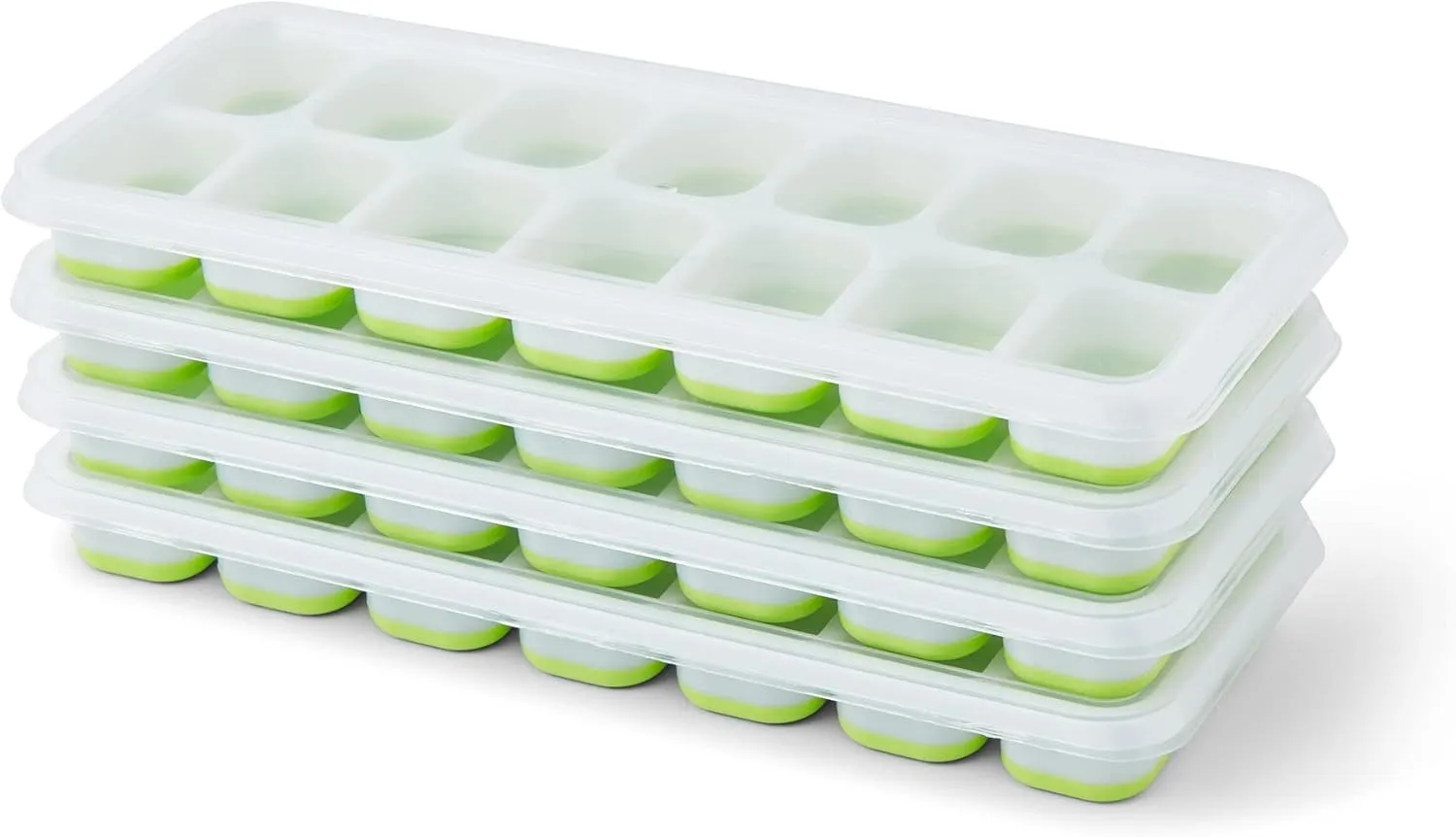 KEPLIN 4-Pack Silicone Ice Cube Trays with Non-Spill Lids | LFGB Certified, BPA-Free, Flexible Moulds for Easy Ice Removal | Perfect for Baby Food, Cocktails, and Drinks