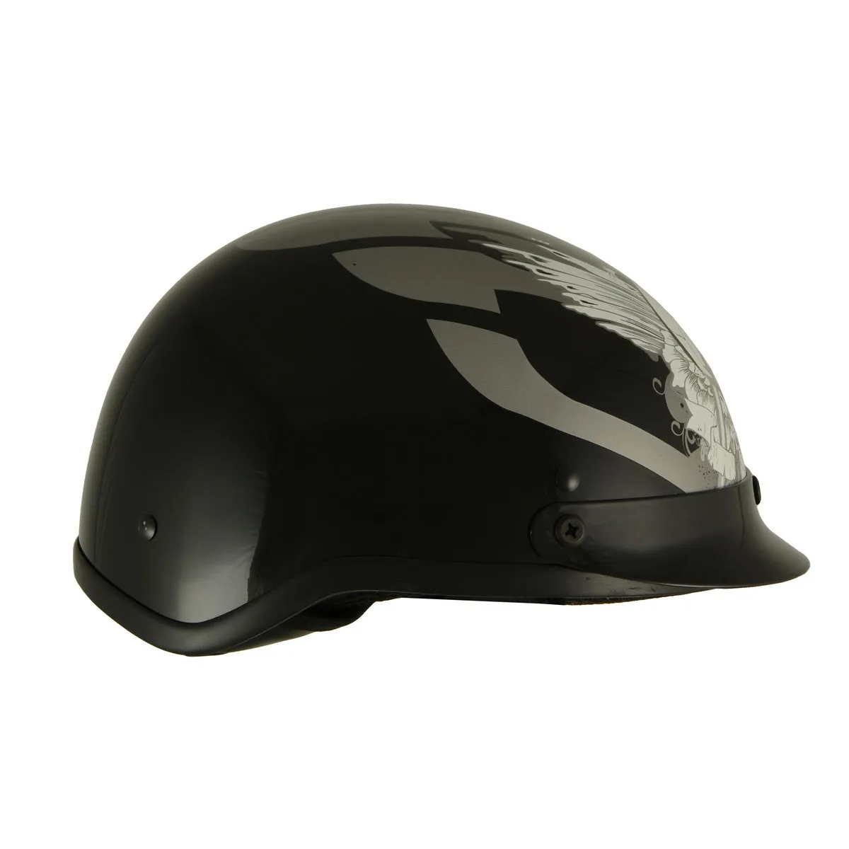 Milwaukee Helmets MPH9779 Black 'Silver Skull' DOT Half Helmet