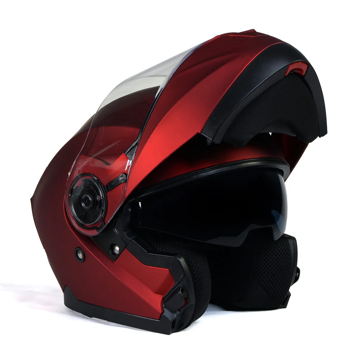 Milwaukee Helmets MPH9817DOT 'Breeze' Red Advanced Motorcycle Modular Helmet for Men and Women Biker w/ Drop Down Visor