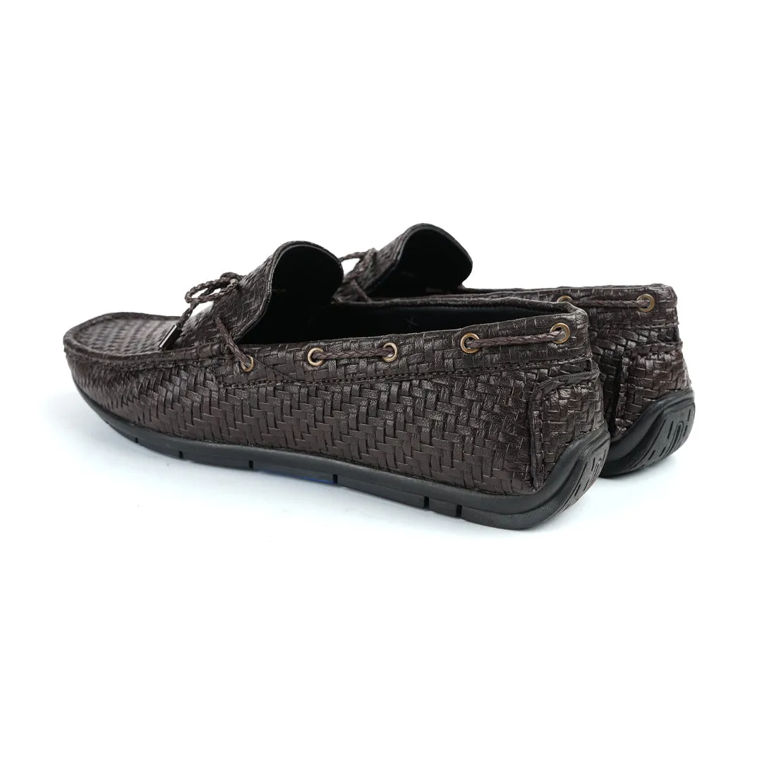 Monkstory Patterned Square Driving Shoes - Brown