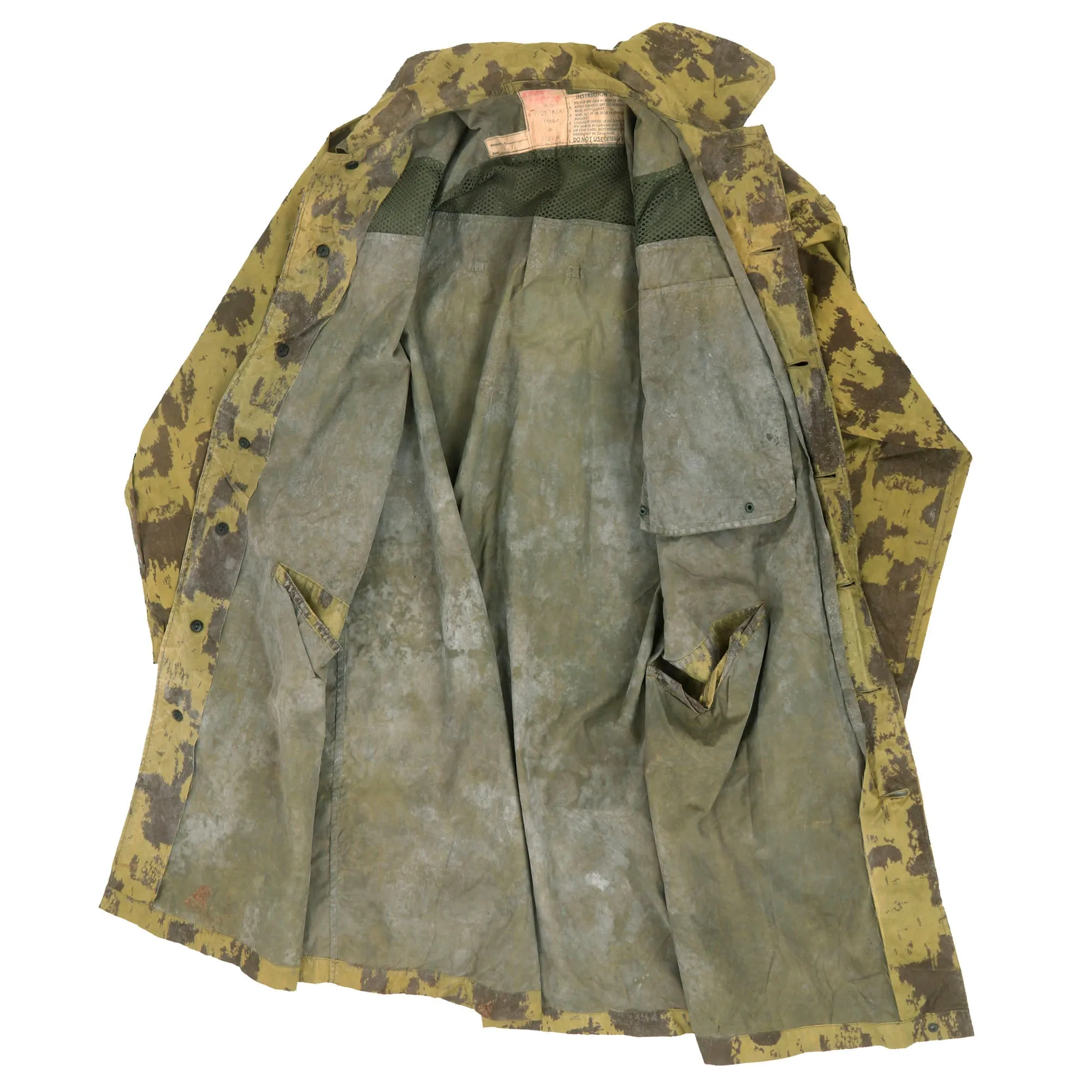 Original Australian Vietnam War Era 1966 Dated Lightweight Tropical Smock “Self-Stowing” Rain Poncho- Favored By American Forces