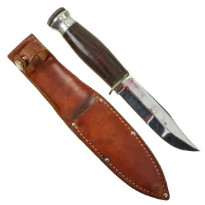 Original U.S. WWII Hollow Handle W.R. Case & Sons Survival Knife With Compass Pommel Cap and Leather Sheath