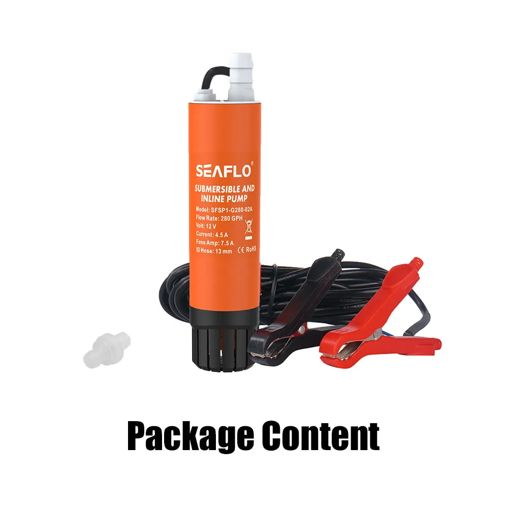 Portable 12V Submersible Water Pump, 280 G/H - SEAFLO