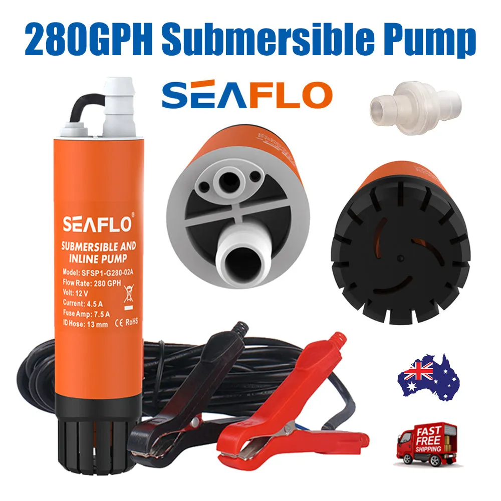 Portable 12V Submersible Water Pump, 280 G/H - SEAFLO