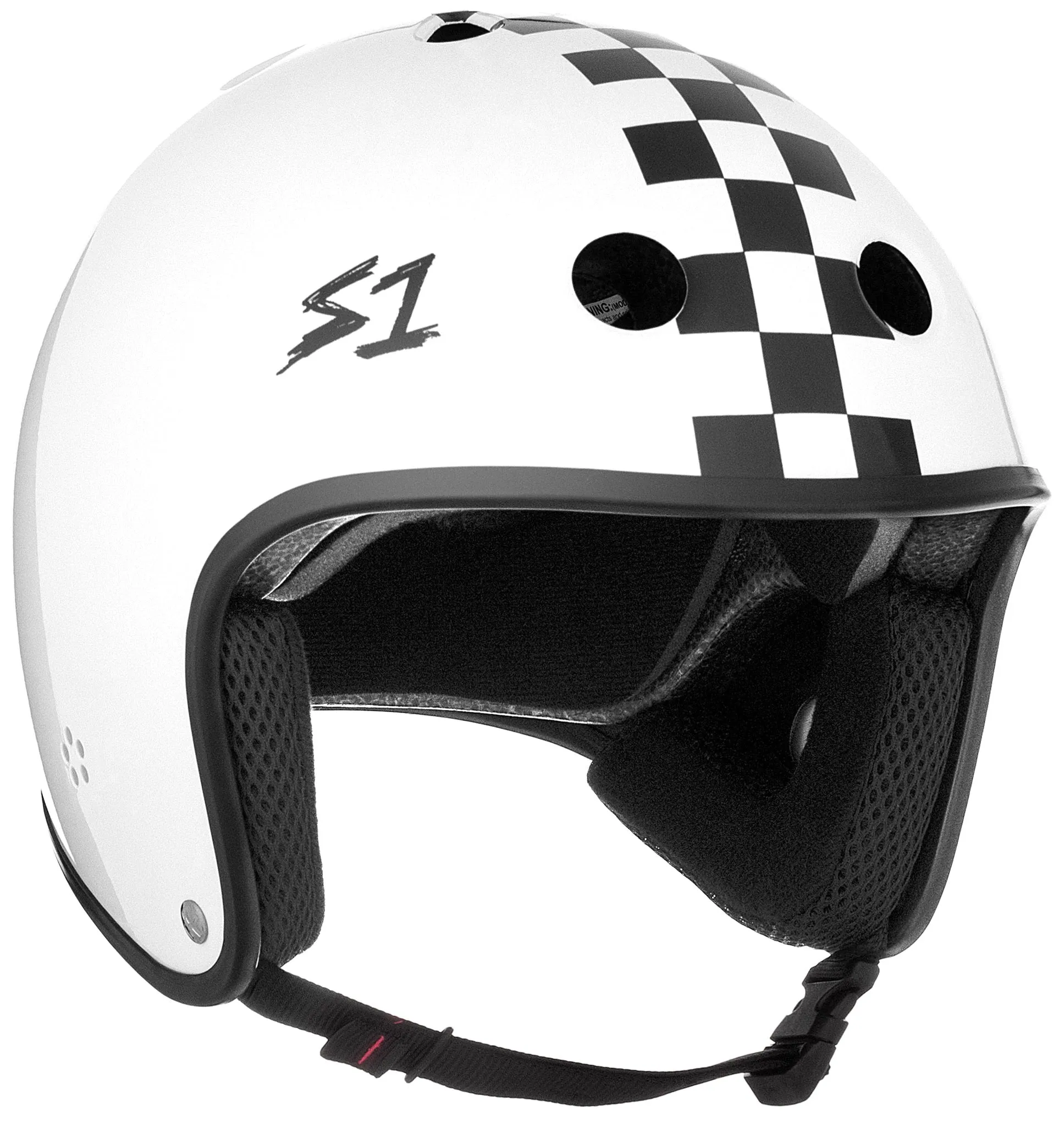 S1 Retro Lifer Helmet - White Gloss/Checkers