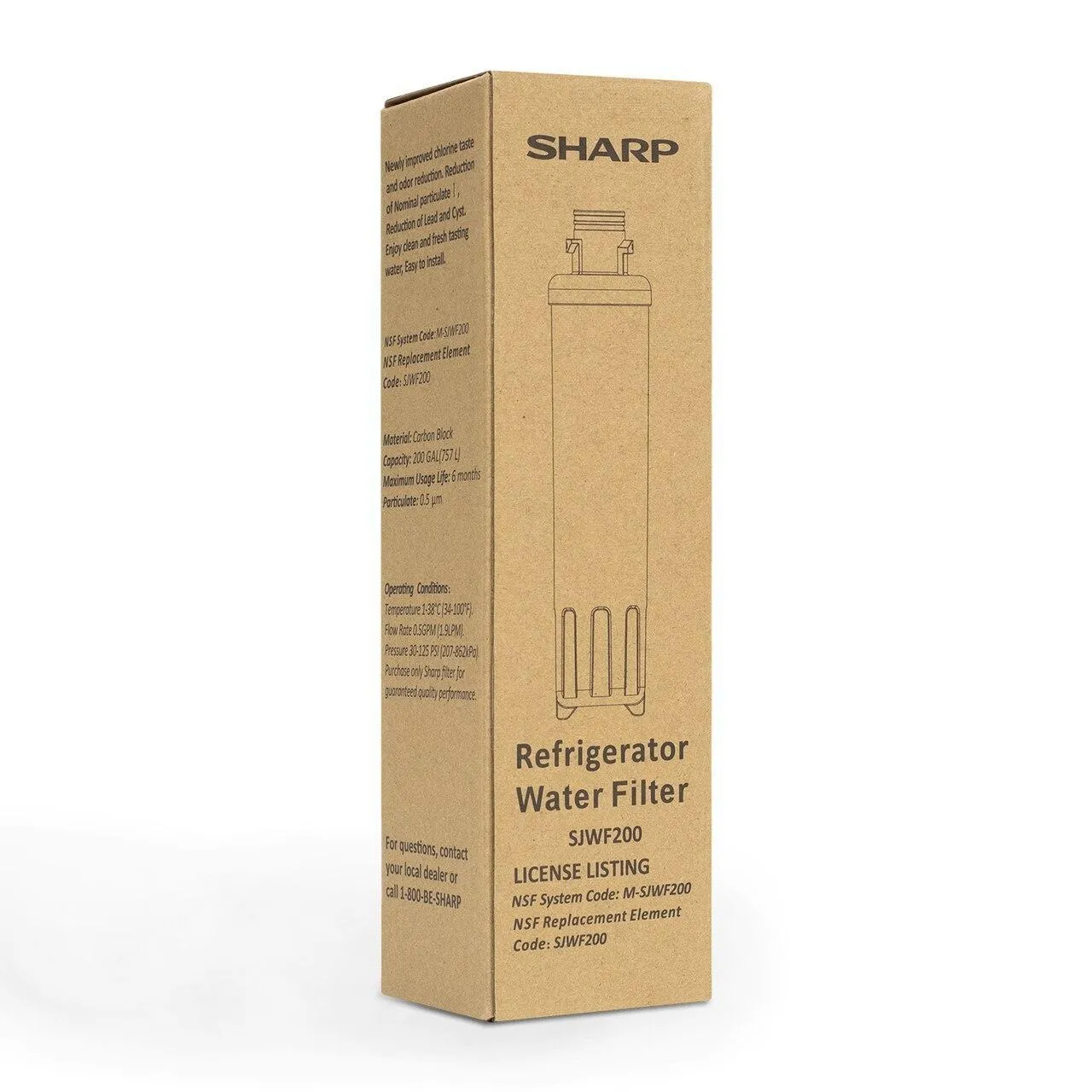 Sharp SJWF200 Replacement Water Filter for Sharp SJG2254FS Refrigerator