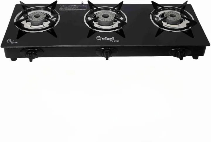 Sigri-wala 3B PNG/CNG Compatible Battery less Glass Automatic Gas Stove (3 Burners)