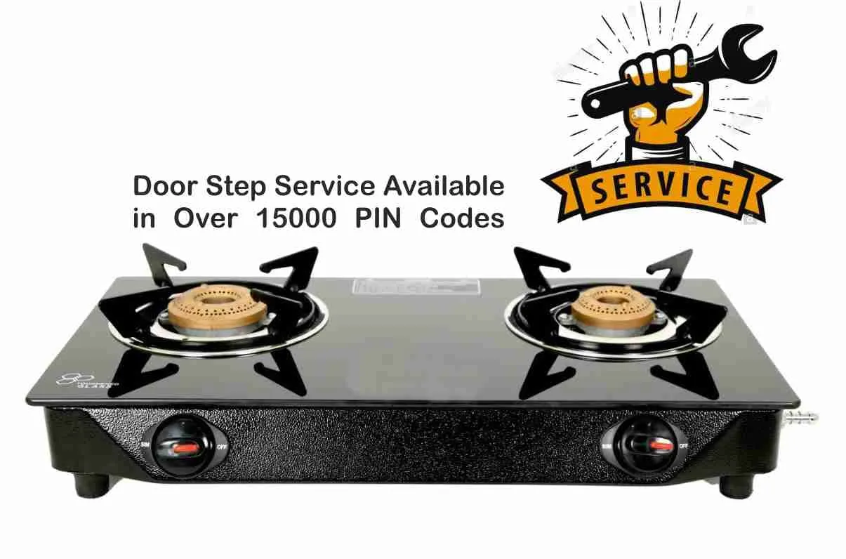 SigriWala Manual Gas Stove 2 Burner, Thermal Tempered Glass Cooktop, LPG Compatible, Black (ISI Certified, Door Step Service, 300 Days Warranty)