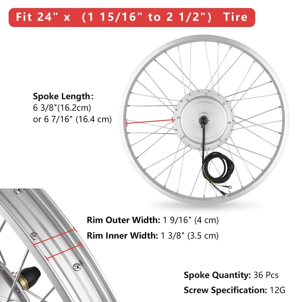 TheLAShop 36v 750W 24in Front Wheel Electric Bicycle E-Bike Motor Kit