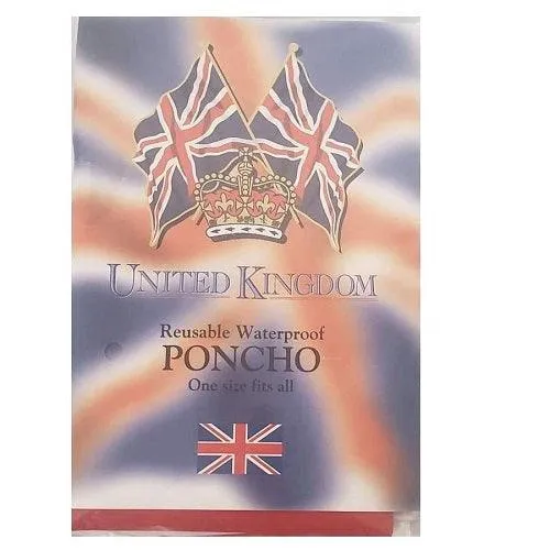 Union Jack Rain Poncho - Reusable, Waterproof and One size