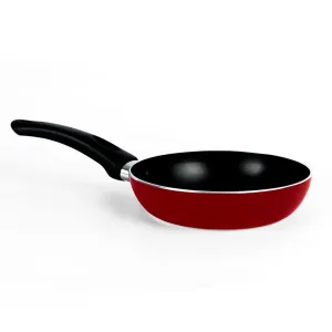 USHA SHRIRAM Non Stick Frying Pan (18cm) | Stove & Induction Cookware | Minimal Oil Cooking | Easy Grip Handle | 3 Layer Non Stick Coating | Non-Toxic & Lightweight | Red Colour